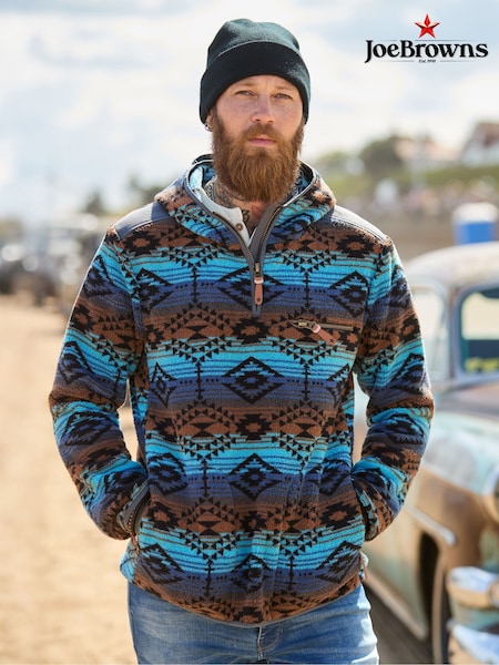 Joe Browns Blue Aztec Zip Hoodie (Y17631) | £64