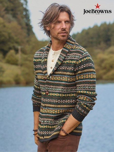 Joe Browns Green Fairisle Pattern Shawl Cardigan (Y17633) | £65