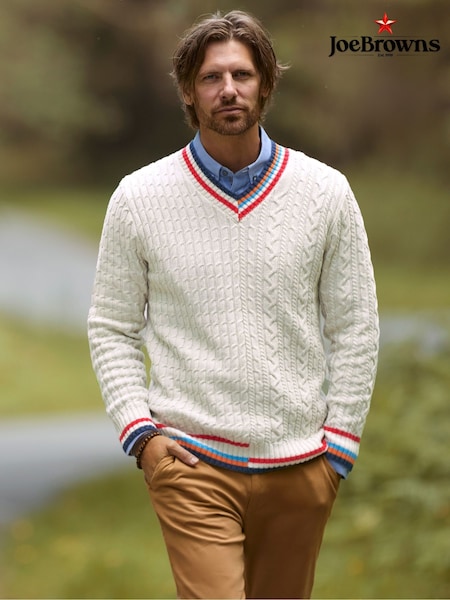 Joe Browns Cream V-Neck Cable Jumper (Y17658) | £54