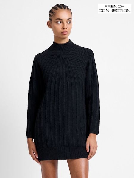 French Connection Black Kezia Knits Grown On Dress (Y17673) | £89