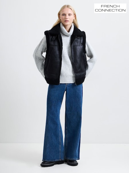 French Connection Black Camry Faux Suede S/Less Gilet (Y17688) | £150