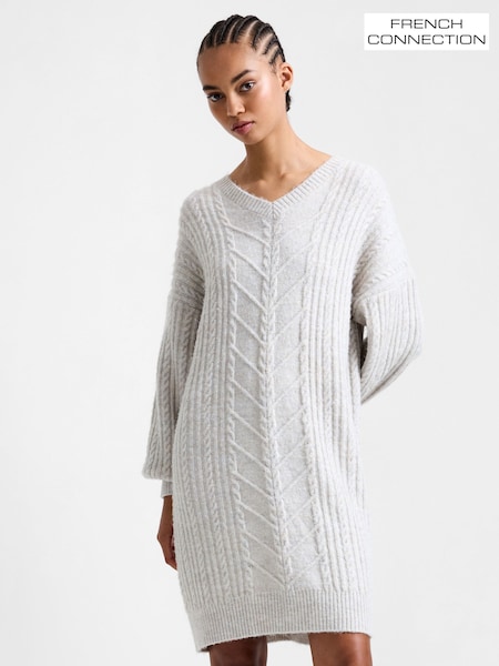 French Connection Natural Marine Cable Knit Jumper Dress (Y17690) | £89