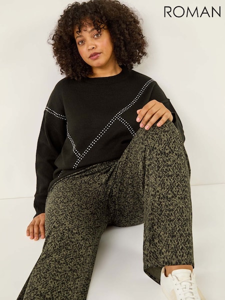 Roman Green Curve Paisley Wide Leg Culottes (Y17706) | £42
