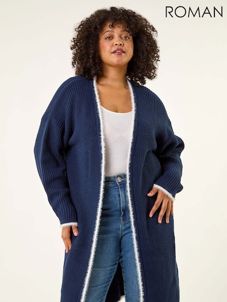 Roman Blue Curve Longline Knit Cardigan (Y17714) | £55