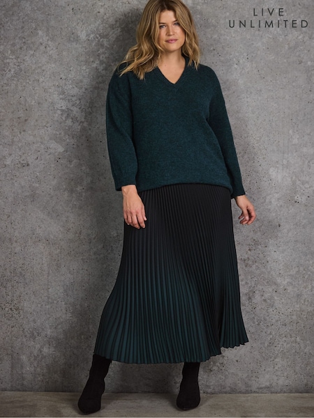 Live Unlimited Green Curve Ombre Pleated Skirt (Y17778) | £99