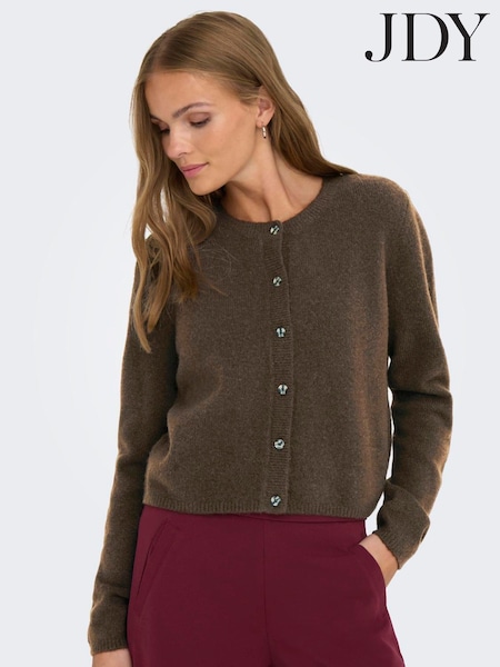 Brown Knitted Button Down Short Cardigan (Y17852) | £26