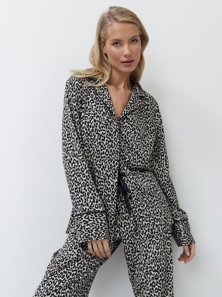Aruelle Animal Leona bold Leopard print Long Leg Pyjamas with piping detail (Y17896) | £83