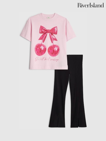 River Island Green Sweet But Sassy T-Shirt and Kickflare Set (Y17949) | £24