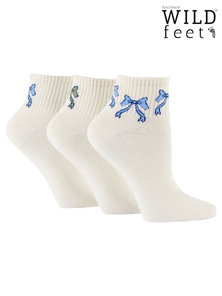Wild Feet Cream Cropped Length Rib Ankle Socks 3  Pack (Y17982) | £12