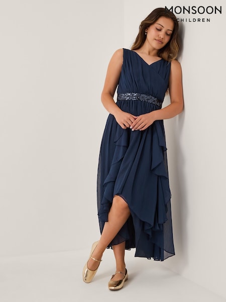 Monsoon Blue Clemmie Sequin Chiffon Prom Dress (Y18224) | £48 - £53