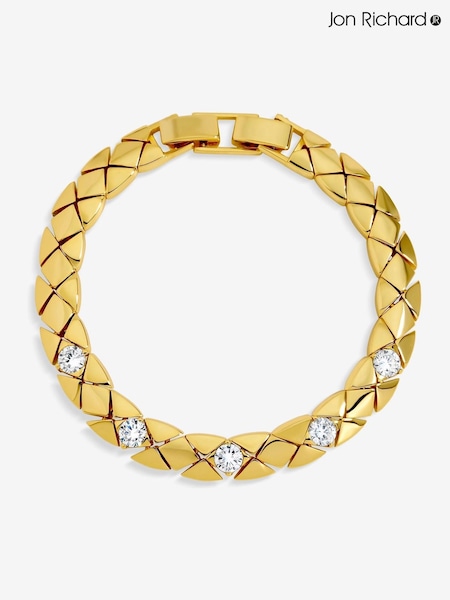 Jon Richard Gold Plated 18K and Crystal Flat Chain Bracelet (Y18423) | £35