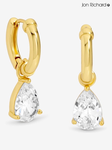 Jon Richard Gold Tone 18K Chain and Cubic Zirconia Peardrop Earrings (Y18426) | £25