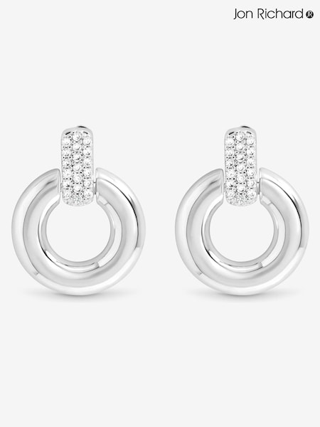 Jon Richard Silver Plated and Pave Door Knocker Earrings (Y18431) | £20