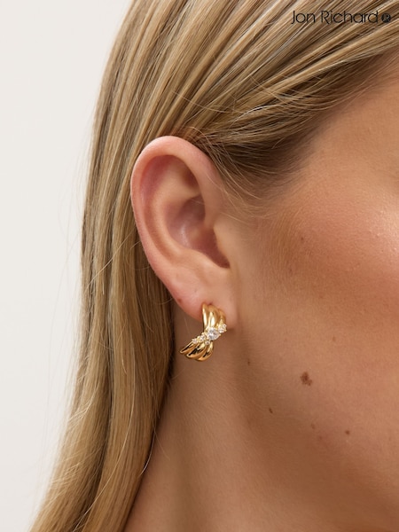 Jon Richard Gold Plated and Crystal Half Hoop Earrings (Y18434) | £25