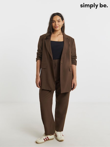 Simply Be Brown Oversized Single Breasted Blazer (Y18457) | £58