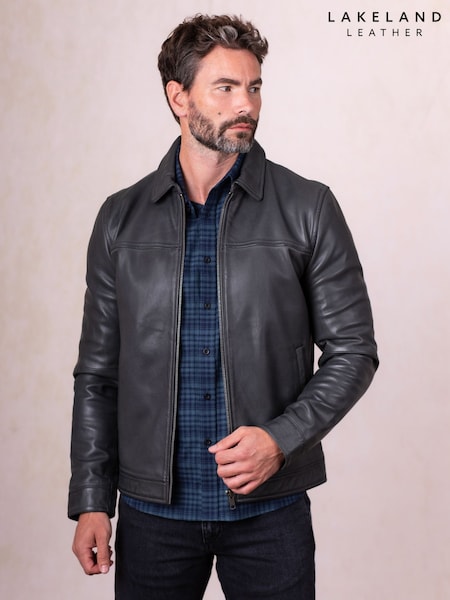 Lakeland Leather Grey Renwick Collared Jacket (Y18478) | £229