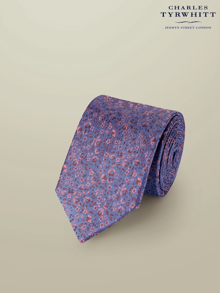 Charles Tyrwhitt Blue Mid And Pink Silk Floral Tie (Y18547) | £50