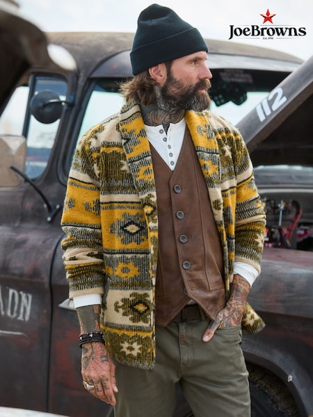 Joe Browns Brown Shawl Peak Aztec Wool Jacket (Y18589) | £84