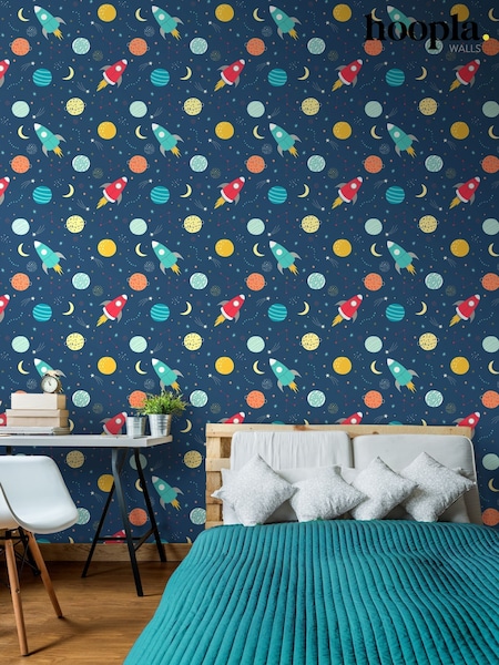 Hoopla Walls Blue Lift Off! 10m Wallpaper (Y18621) | £35