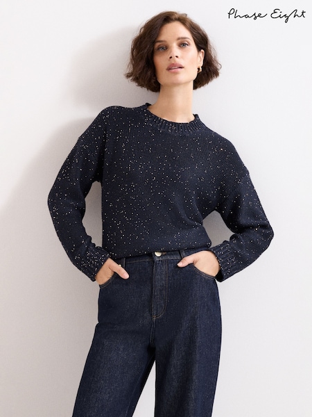 Phase Eight Blue Amelie Sequin Jumper (Y18642) | £95