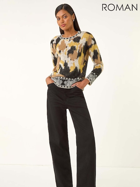 Roman Black Abstract Jacquard Knit Jumper (Y18681) | £45