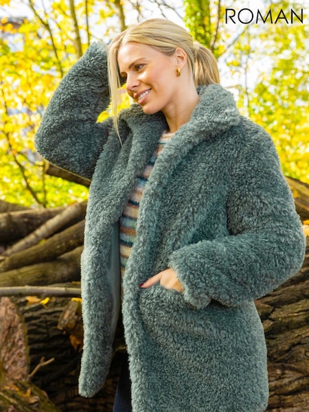 Roman Grey Curly Soft Borg Coat (Y18693) | £75