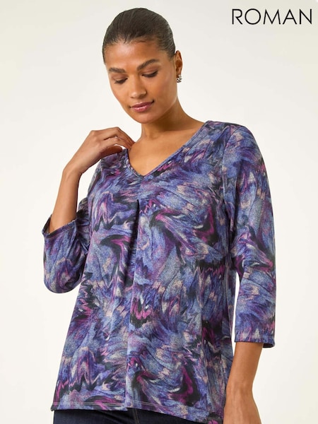 Roman Purple Printed Jersey Snit T-Shirt (Y18715) | £40