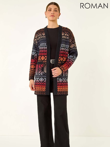 Roman Black Jacquard Longline Knit Cardigan (Y18716) | £65