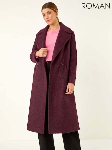 Roman Red Textured Buttoned Boucle Coat (Y18732) | £110
