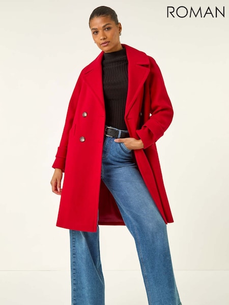 Roman Red Quilted Premium Buttoned Coat (Y18736) | £110