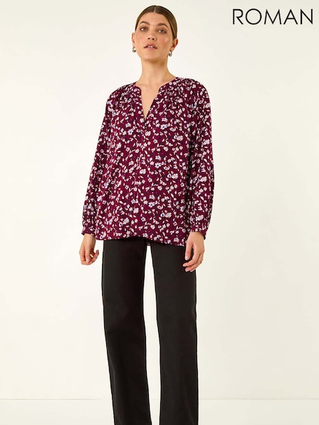 Roman Red Floral Print Raglan Tunic Top (Y18741) | £40