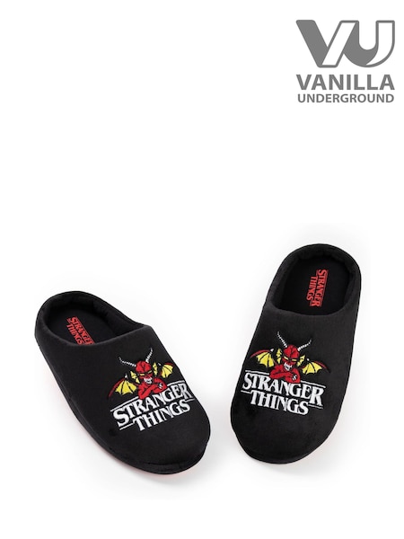 Vanilla Underground Black Stranger Things Mule Slippers (Y18831) | £15
