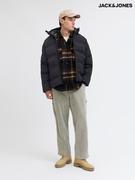JACK & JONES Black Hooded Puffer Jacket (Y19002) | £65