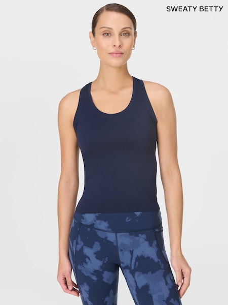 Sweaty Betty Blue Athlete Crop Seamless Workout Tank Top (Y19026) | £35