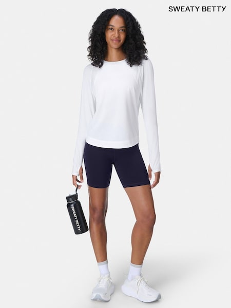 Sweaty Betty White Breathe Easy Mesh Long Sleeve Top (Y19030) | £65