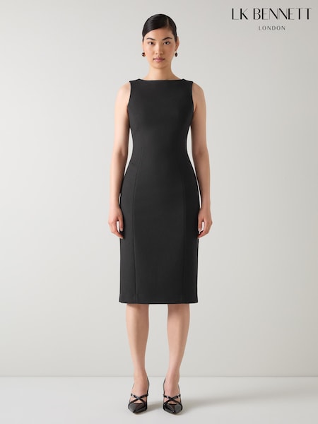 LK Bennett Black Pique Rosa  Sculptured Shift Dress (Y19067) | £249