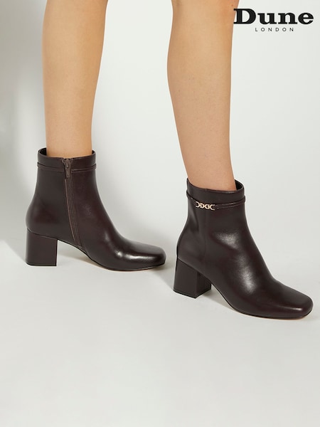 Dune London Brown Oaklee Side Buckle Block Heels (Y19193) | £149
