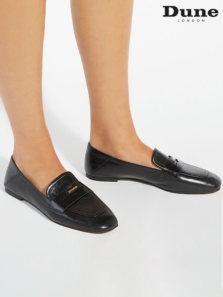 Dune London Black Glances Soft Square Toe Loafers (Y19196) | £89