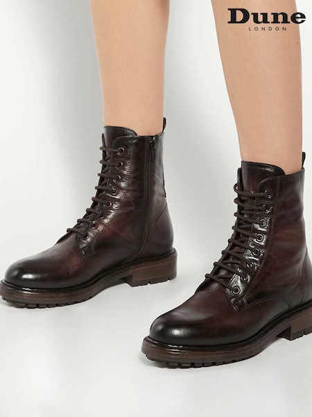 Dune London Brown Patley Chunky Lace-Up Boots (Y19204) | £159