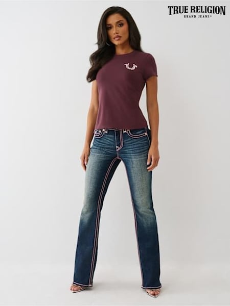 True Religion Brown Crystal Horse Shoe Crew T-Shirt (Y19223) | £45