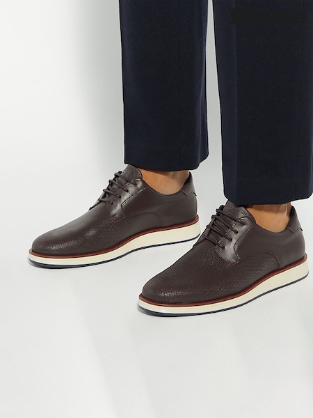 Dune London Brown Bow Perf Wedges Gibson (Y19280) | £109