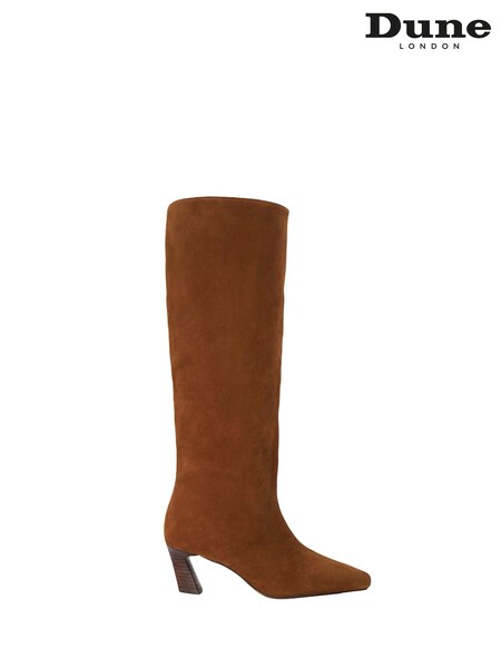 Dune London Brown Selinni Square Toe High Boots (Y19317) | £189