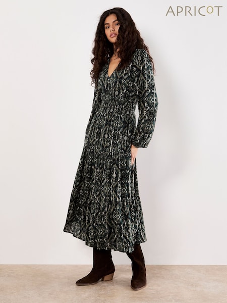 Apricot Green Empire Smock Waist Tiered Dress (Y19318) | £46