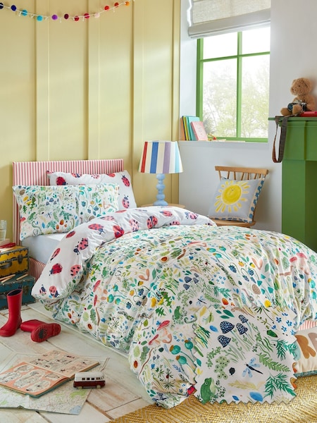 Wee Blue Bell Multi Green Garden Explorer Duvet Cover and Pillowcase Set (Y19376) | £40 - £55