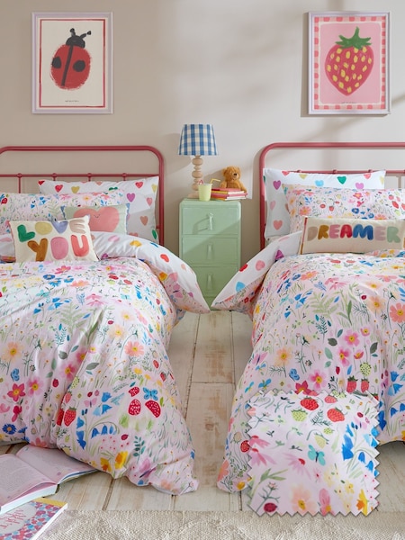 Wee Blue Bell Multi Pink Secret Garden Duvet Cover and Pillowcase Set (Y19378) | £40 - £55