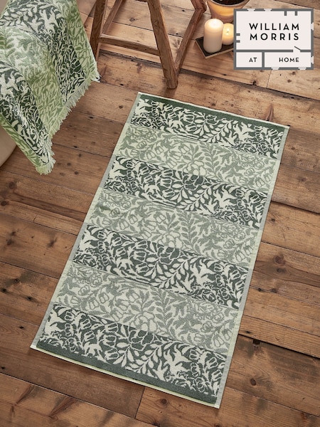 William Morris At Home Sage Green Rose Stripe Bath Mat (Y19399) | £24