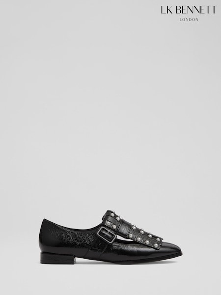 LKB London Black Patent Fringed Loafers (Y19445) | £169