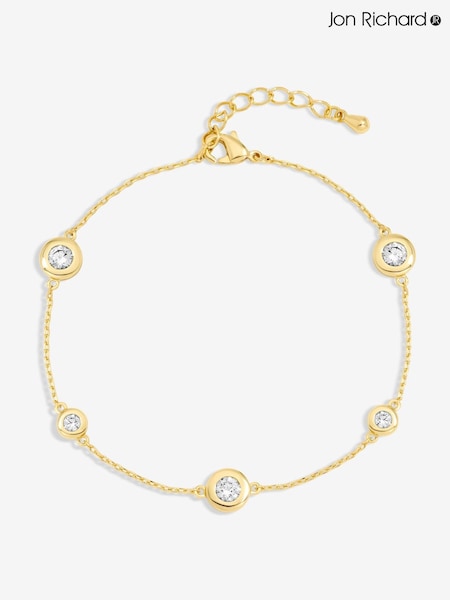 Jon Richard Gold 14K Plated and Cubic Zirconia Besel Station Bracelet (Y19469) | £20