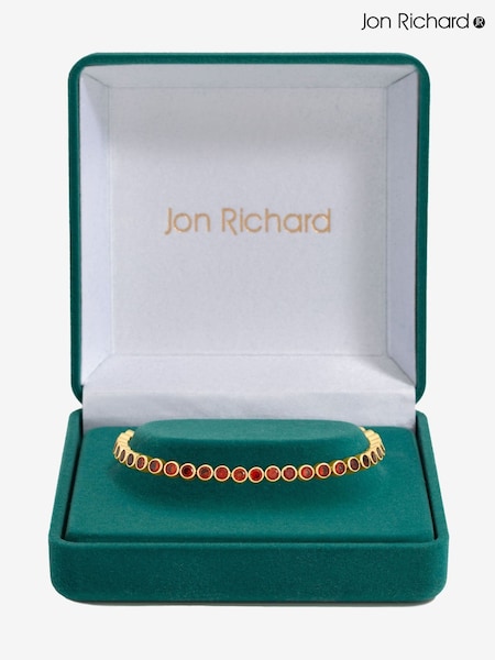 Jon Richard Gold 14K Plated and Red Cubic Zirconia Tennis Bracelet - Gift Box (Y19474) | £40