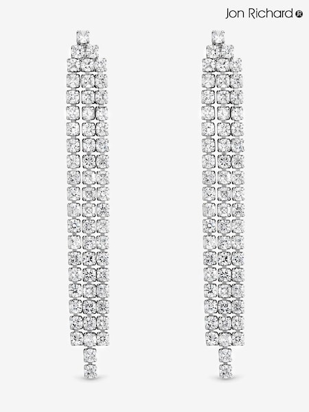 Jon Richard Silver Rhodium Plated and Cubic Zirconia Crystal Drop Earrings (Y19488) | £20